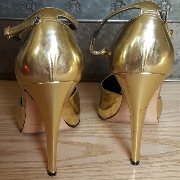 Brian Atwood gold Mary Jane heels - Picture 3 of 5
